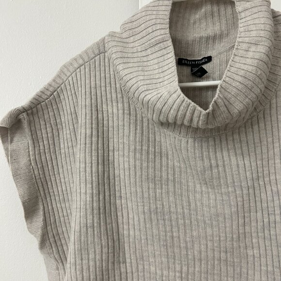 EILEEN FISHER Sweater Womens sz 1X Gray wool Turtleneck Italian Yarn Minimalist - Picture 3 of 11